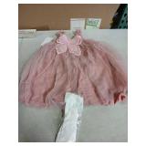 Pink Butterfly Tulle Tutu Dress with White Socks -4T