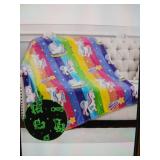 Unicorn Rainbow Glow In The Dark Premium Flannel Throw Blanket 50 x 60in