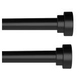 Black Curtain Rods for Windows 28 to 48 Inch(2.3-4ft), 2 Pack 5/8 Inch Diameter Heavy Duty Metal Drapery Rods with Brackets, Modern Decorative Drapery Rods, Window Curtains Rod