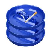 BESUPERT 3Pcs Blue Ashtray Sets, Ash Tray for Cigarettes and Cigar, Round Large Size Plastic Ashtrays, for Indoor Outdoor Home Office Patio Restaurant Bar Hotel Use (Set of 3 Blue)