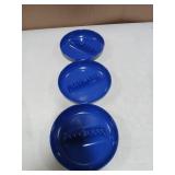 BESUPERT 3Pcs Blue Ashtray Sets, Ash Tray for Cigarettes and Cigar, Round Large Size Plastic Ashtrays, for Indoor Outdoor Home Office Patio Restaurant Bar Hotel Use (Set of 3 Blue)