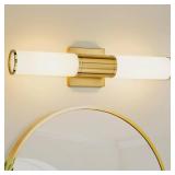 METWET Bathroom Light Fixtures, 2-Light Vanity Lights for Mirror with Milk Glass Shade, Brushed Gold Wall Sconces Up and Down Wall Lamp for Bathroom Bedroom Hallway, VL834-BG-ML