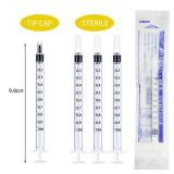 50 Pcs 1ml Syringes with Caps Oral Dispenser Individually Sterile Warpped for Medicine Dropper, Colostrum Collect Feeding Pets, Liquid