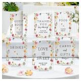 Vercraft 6 Pcs Wildflowers Wedding Table Decorations Take One Sign Thank You Acrylic Sign Centerpieces with Stand 5 x 7" Wedding Birthday Party Decorations for Guests Gifts