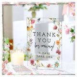 Vercraft 6 Pcs Wildflowers Wedding Table Decorations Take One Sign Thank You Acrylic Sign Centerpieces with Stand 5 x 7" Wedding Birthday Party Decorations for Guests Gifts