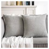 MIULEE Pack of 2 Light Grey Decorative Pillow Covers 18x18 Inch Soft Chenille Couch Throw Pillows Farmhouse Cushion Covers for Home Decor Sofa Bedroom Living Room