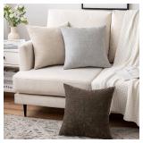 MIULEE Pack of 2 Light Grey Decorative Pillow Covers 18x18 Inch Soft Chenille Couch Throw Pillows Farmhouse Cushion Covers for Home Decor Sofa Bedroom Living Room