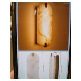 Zerouno Alabaster Wall Sconce 14.2 Natural Marble Wall Lamp Brushed Bronze