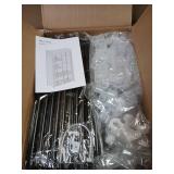 MOGELAFOO 35 Inch Portable Wardrobe Closet for Small Room, Clothing Organizer Storage Rack with Non-Woven Fabric Cover, 1 Clothes Hanging Rod, 6 Storage Shelves, Grey