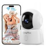 LongPlus 2K Security Camera Indoor, 2.4/5GHz WiFi Camera with Phone App, Remote Pan Tilt Camera with Night Vision, One Touch Call, Motion Detection, Auto Tracking, Compatible with Alexa