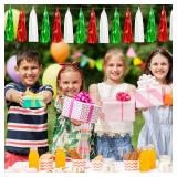 3P Red Green White Foil Fringe Metallic Tassel Streamers Banner Tassel Garland for Parade Floats, Graduation, Wedding, Birthday, Halloween, Christmas, Mexican Italian Birthday Party Decorations