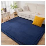 MAXYOYO Baby Play Mat, 1.2" Thick Memory Foam Soft Padded Carpet with Non-Slip Backing, 3x5 ft Japanese Tatami Rug Living Room for Kids, Toddler, Children, Nusery(Navy)