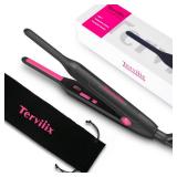 Terviiix Pencil Flat Iron, Small Flat Irons for Short Hair, Beard and Pixie Cut, 3/10 Inch Ceramic Tourmaline Mini Hair Straightener Dual Voltage with Adjustable Temperature, Auto Shut Off