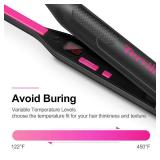 Terviiix Pencil Flat Iron, Small Flat Irons for Short Hair, Beard and Pixie Cut, 3/10 Inch Ceramic Tourmaline Mini Hair Straightener Dual Voltage with Adjustable Temperature, Auto Shut Off