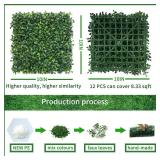 NETAP Artificial Grass Wall Panels Backdrop,10"x 10"(12Pcs) Faux Boxwood Panels for Outdoor Indoor Green Wall Decor,Party Wedding Garden Fence Decorations