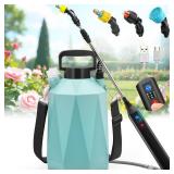 Battery Powered Sprayer 1.35Gallon/5L, 2025 Upgraded Electric Sprayer in Lawn and Garden with 3 Adjustable Force, Battery Indicator, Rechargeable Handle, Telescopic Wand,3 Mist Nozzles,Shoulder Strap
