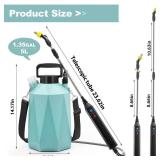 Battery Powered Sprayer 1.35Gallon/5L, 2025 Upgraded Electric Sprayer in Lawn and Garden with 3 Adjustable Force, Battery Indicator, Rechargeable Handle, Telescopic Wand,3 Mist Nozzles,Shoulder Strap
