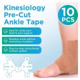 OK TAPE Precut Kinesiology Ankle Tape, 10 Pcs, Pain Relief, Prevent Ankle Sprain, Provide Support for Ankle Ligament, Elastic Athletic Tape, Breathable K Tape for Daily use - Beige