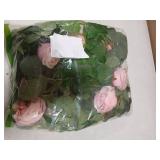 DearHouse Artificial Eucalyptus Garland Faux Silk Eucalyptus Leaves Vines with Rose Flower Handmade Garland Greenery Wedding Backdrop Arch Wall Decor,6.1FT/Pcs (Pink)