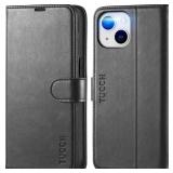 TUCCH Case Wallet for iPhone 14, [RFID Blocking] 4 Card Holder Stand [Shockproof TPU Interior Shell], PU Leather Magnetic Protective Flip Cover 6.1" 2022, Black