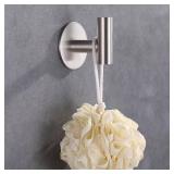 Zuvky Self Adhesive Hooks 304 Stainless Steel Heavy Duty Hangers Without Nails for Bathrooms Kitchen Livingroom Garage Hotel Towel Hook-2 Pack (Silver)