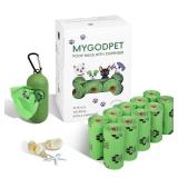 MYGODPET Dog Poop Bags Rolls with Dispenser 105 Count Biodegradable Poop Bags for Dog and Cat Ocean Soap Scented Waste Bag Leak Proof Doggie Poop Bag Doggy Trash Bag Green