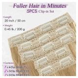 BARSDAR Blonde Clip in Hair Extensions - 20 Inch Loose Wavy Layered Clip in Hair Extensions for Women, 5 PCS Lace Weft Voluminous Easy Wear Soft Synthetic Hairpieces - Golden Blonde Mixed