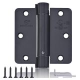 SORGMACH Self Closing Hinge 3 ½"x 3 ½" Adjustable 3 1/2 Inch Matte Black Auto Close Spring Hinges Door Closer Hinge 1/4" Radius Corner for Commercial Grade Auto Self-Closing 3 Pieces