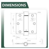 SORGMACH Self Closing Hinge 3 ½"x 3 ½" Adjustable 3 1/2 Inch Matte Black Auto Close Spring Hinges Door Closer Hinge 1/4" Radius Corner for Commercial Grade Auto Self-Closing 3 Pieces