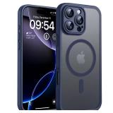 TOCOL Magnetic for iPhone 16 Pro Case, Upgraded Full Camera Protection, Compatible with Magsafe, Drop Protection, Translucent Matte Back Bumper for iPhone 16 Pro 6.3-Inch (Dark Blue)
