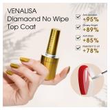 VENALISA 2 Pcs No Wipe Gel Top Coat Set- High Gloss Shiny Long Lasting Top Coat Clear Gel Nail Polish Kit, Soak Off Nail Art Home and Professional Manicure