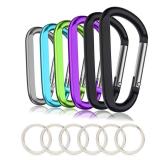 CampTek 6PCS Carabiner Caribeaner Clip,3" Large Aluminum D Ring Shape Carabeaner Keychain Hook