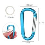 CampTek 6PCS Carabiner Caribeaner Clip,3" Large Aluminum D Ring Shape Carabeaner Keychain Hook