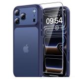 TAURI for iPhone 17 Pro Max Case, Full Camera Protection with Screen Protector, Translucent Matte Military-Grade Protection Shockproof Slim Phone Case for iPhone 17 ProMax, Matte Blue