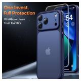 TAURI for iPhone 17 Pro Max Case, Full Camera Protection with Screen Protector, Translucent Matte Military-Grade Protection Shockproof Slim Phone Case for iPhone 17 ProMax, Matte Blue
