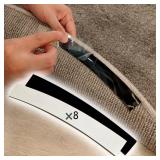 8 Packs Rug Gripper Pads for 4x4 to 6x6 Feet Circle Area Rugs, Curved Non-Slip Rug Tape to Keep Round Carpet Flat for Hardwood Floors Tile Floors - Black