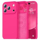 Vooii Magnetic for iPhone 17 Pro Max Case, Compatible with Magsafe (Premium Liquid Silicone) (Integrated Camera Control Button) Full Body Protective Anti-Scratch Microfiber Lining 6.9 inch, Hot Pink