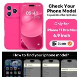 Vooii Magnetic for iPhone 17 Pro Max Case, Compatible with Magsafe (Premium Liquid Silicone) (Integrated Camera Control Button) Full Body Protective Anti-Scratch Microfiber Lining 6.9 inch, Hot Pink