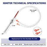 Hiorucet PU-CHA Igniter Compatible with Englander Pellet Stove 25-PDVC, 55-SHP10, 25-PDV, 25-EP, 25-IP, 55-TRP22, 25-PAH, 55-SHP22, 55-SHPEP, 25-PAF, Fireplace Hot Rod Ignitor, 300W, Replaces PU-CHA