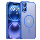 TOCOL Magnetic for iPhone 16 Case, Upgraded Full Camera Protection, Compatible with Magsafe, Drop Protection, Translucent Matte Back Bumper Phone Cover 6.1-Inch (Ultramarine)