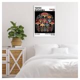 BFADMN Yayoi Kusama Magical Mushrooms Wall Art Print Abstract Japanese Botanical Wall Decor Vintage Tokyo Aesthetic Posters For Bathroom Kitchen Gallery Living Room Bedroom Decor 16x24in Unframed