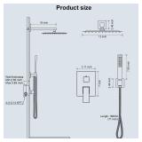 Baetuy Black Shower System, Shower Faucet Set Bathroom Square Rain Shower Head and Handle Set, Wall Mounted Shower Fixtures With Shower Valve and Trim Kit 10 inch Matte Black