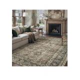 Vintage Area Rug 8x10 Brown Washable Living Room Large Carpet Non Slip Bedroom Indoor Office Low Pile Traditional Distressed Retro Accent Rug for Dining Room