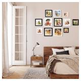 KINLINK 5x5 Picture Frame Black Set of 4, Wooden Square Photo Frames Matted 4x4 with Plexiglass for 4x4 with Mat or 5x5 without Mat for Table and Wall Display