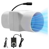 MissHoney 2 Inch Inline Fan, 12v Adjustable Speed, 22 CFM Duct Fan Ventilation System for Bathroom, Basement, Shoe Cabinet