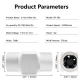 MissHoney 2 Inch Inline Fan, 12v Adjustable Speed, 22 CFM Duct Fan Ventilation System for Bathroom, Basement, Shoe Cabinet