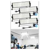 4 Pack LED Shop Light, 100W 11000LM Ultra Brighter, Plug in Garage Light with On/Off Switch + 6FT Cord, 6000K IP66 Waterproof Bay Lighting for Garage Workshop Workbench Warehouse Factory Yard Outdoor