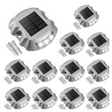 VOLISUN Solar Deck Lights Driveway Dock Lights, 12-Pack Led IP67 Waterproof Outdoor Warning Step Lights for Driveway Sidewalk Garden Pathway Yard(White)
