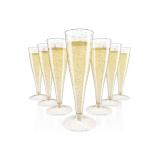 JOLLY CHEF 100 Pack Plastic Champagne Flutes Disposable 4.5 oz Gold Glitter Plastic Champagne Glasses for Wedding, Thanksgiving Day, Christmas
