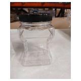 Cornucopia Brands 32oz Square Plastic Jars (4-Pack, Quart); Clear Rectangular 4-Cup Canisters w/Black Lids, Easy-Grip Side